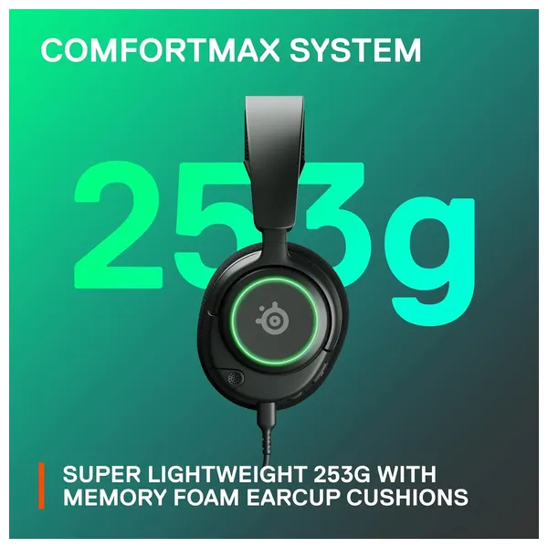  سماعة حول الأذن ستيل سيريس Nova 3 - الغاء الضوضاء - اسود 