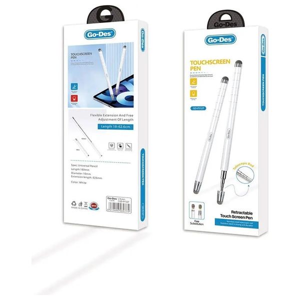 قلم جو-ديس بشاشة لمس GD-P1127 - رأس سيليكون ناعم يضمن إدخالًا دقيقًا وسلسًا - مناسب لمختلف الأجهزة والبيئات - أبيض