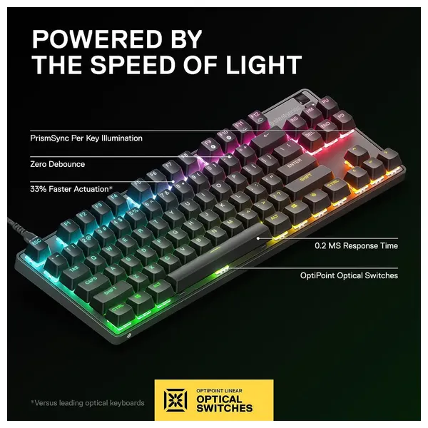  كيبورد العاب ستيل سيريس Apex 9 TKL - ميكانيكي - إضاءة ار جي بي قابلة للتخصيص - اسود 