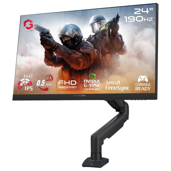 Game On Midnight Pro X Gaming Monitor - 24.5-inch fast IPS - Full HD resolution - Black