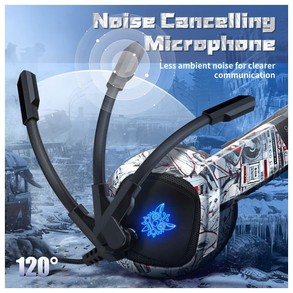 ONIKUMA K19 - Wired Headphone Over Ear - 2.1m - RGB - Black&White