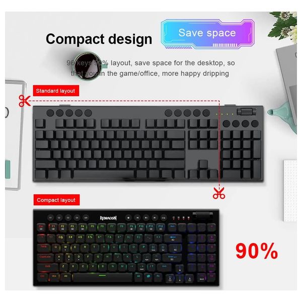 Redragon K653 Keyboard - 94 Mechanical Keys - Black