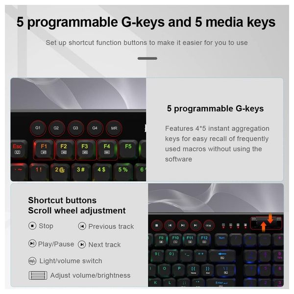 Redragon K653 Keyboard - 94 Mechanical Keys - Black