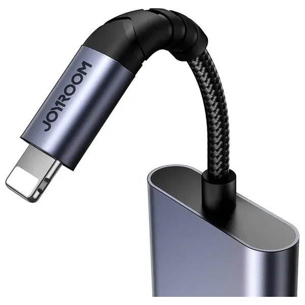  محول جوي روم - SY-L02 - لايتنينغ إلى لايتنينغ للشحن وسماع الموسيقى - اسود 