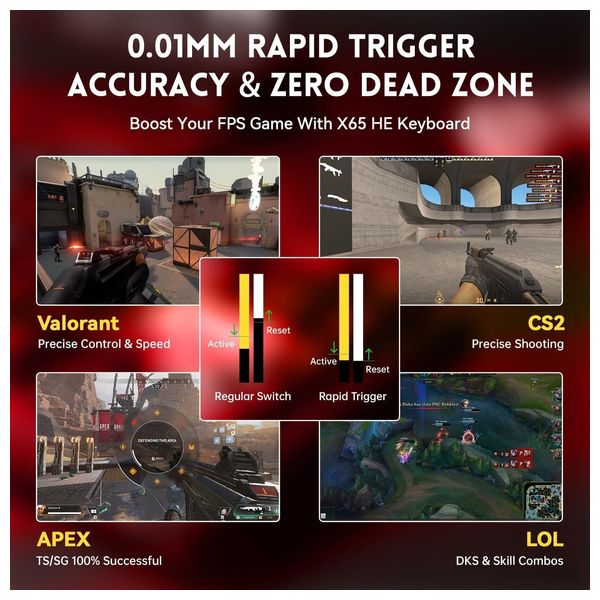  Attack Shark X65 HE Mechanical Keyboard - Hall Effect Switches - Ultra-Fast Response - Black 