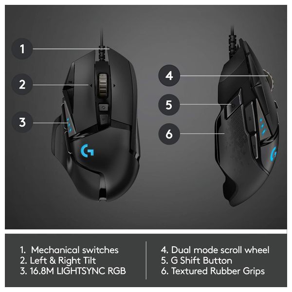  ماوس ألعاب لوجيتك G502 - سلكي - 11 زر - اسود 