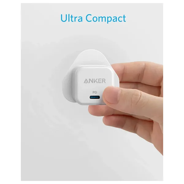  شاحن جداري أنكرW02 - قدرة 20 واط - منفذ يو اس بي سي - ابيض 