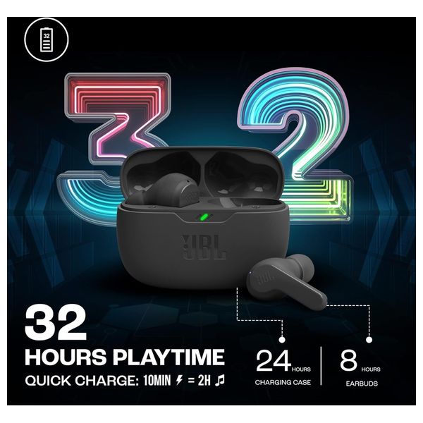 JBL Wave Beam - Bluetooth Headphone In Ear - Up to 32 hours - Black