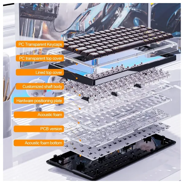 ATTACK SHARK K75 Mechanical Gaming Keyboard - Wired - RGB Backlighting