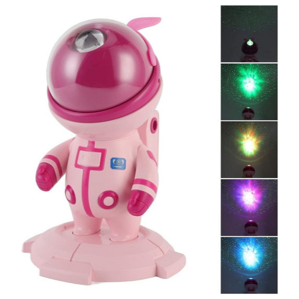  جهاز عرض النجوم اري غيمينغ - بتصميم رائد فضاء - يعرض نجوم وسحب السديم - إضاءة قابلة للدوران 360° - يعمل بـ يو اس بي - وردي 