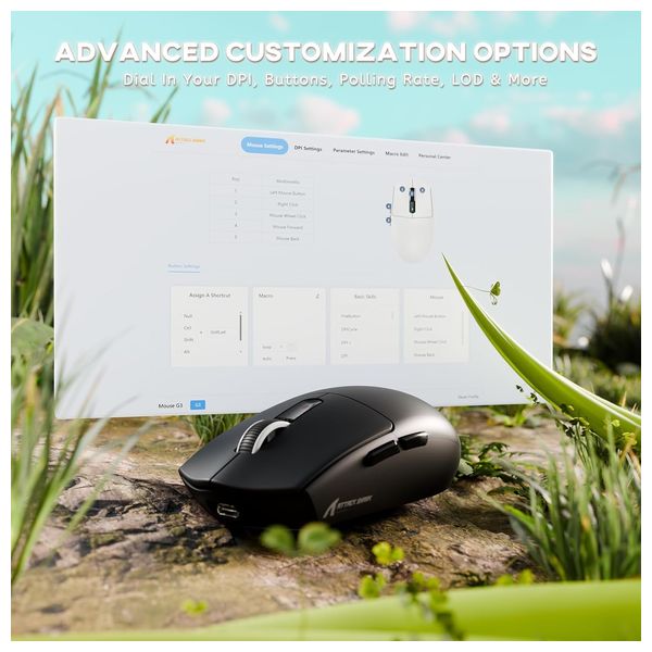  Attack Shark G3 Gaming Mouse - Wireless 3-Mode - 25,000 DPI Sensor - Huano Switches - Black 