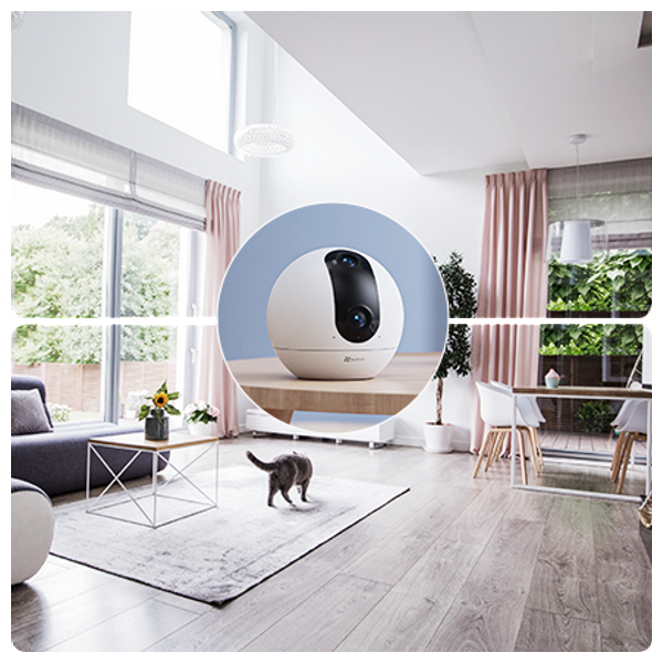  كاميرا مراقبة EZVIZ C60p - عدسة مزدوجة - دقة 2K - رؤية بانورامية 360 درجة - تتبع ذكي وحركة تلقائية - تدعم الواي فاي - كشف الحركة البشرية - ابيض 