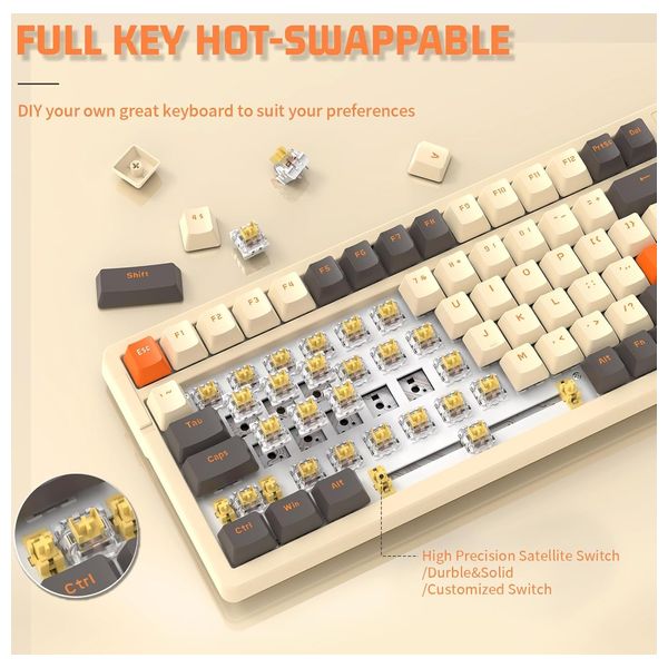 Attack Shark K98 Mechanical Keyboard - RGB Lighting - Professional Coiled Cable - Magnetic Cover