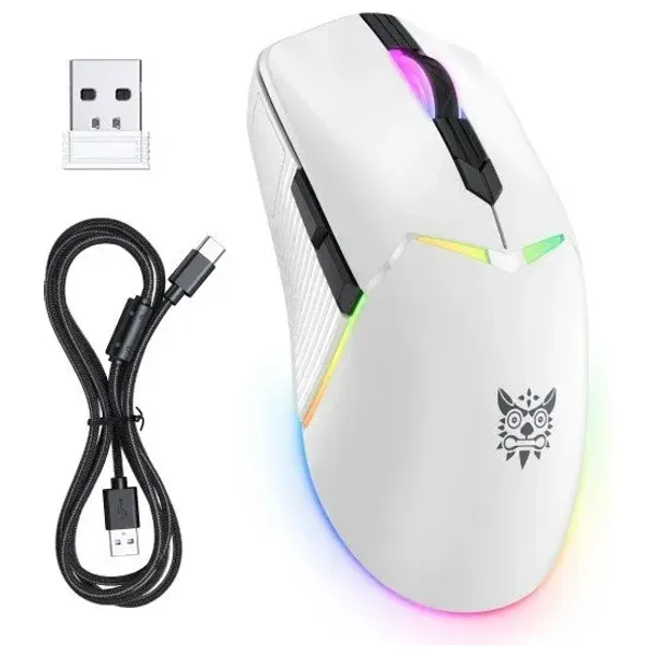  ONIKUMA CW928 Gaming Mouse - Wireless - 7 Buttons - RGB Lighting - White 