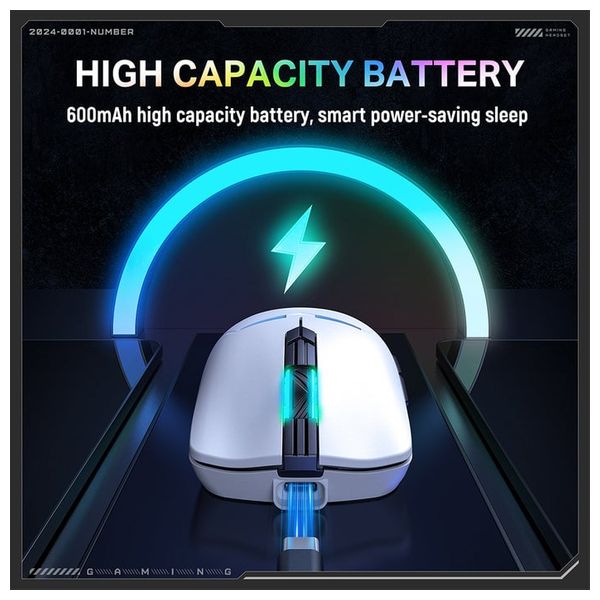  ONIKUMA CW928 Gaming Mouse - Wireless - 7 Buttons - RGB Lighting - White 