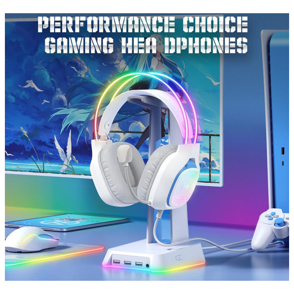  ONIKUMA X22 - Wired Headphone Over Ear - 1.8 m - RGB - White 