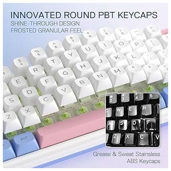  كيبورد الألعاب الميكانيكي ريدراجون K709PLB Nova - تصميم مضغوط بنسبة 65% مع 68 مفتاحًا - هيكل متعدد الطبقات لامتصاص الضوضاء - أبيض 