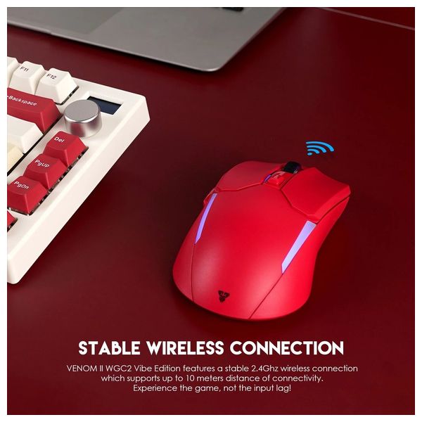Fantech Venom II WGC2 - Wireless Gaming Mouse - Stable wireless connection up to 10 meters - 4000 DPI - Red