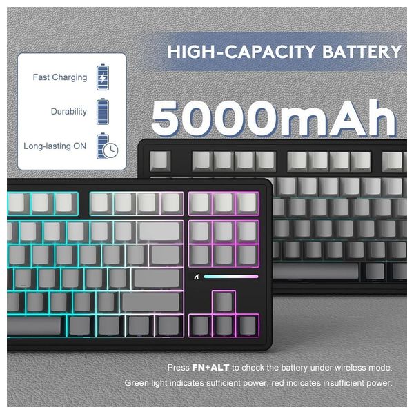 Attack Shark M87 PRO Mechanical Keyboard - Wired - RGB Lighting - 87 Keys - Black
