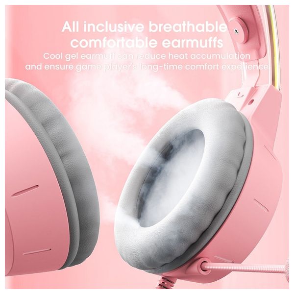  ONIKUMA X15 Pro Wired Over-Ear Gaming Headset - RGB Lighting - 50mm Virtual Surround Sound - 360° Microphone - 3.5mm and USB Ports - Pink 