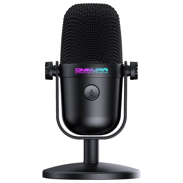  Onigma M830 USB Condenser Gaming Microphone - Cardioid Pattern - One-Touch Mute Button and Auto RGB Lighting - 192kHz/24bit Rate 