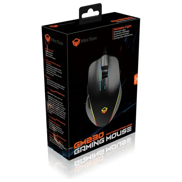 ماوس ألعاب ميشن GM23 - سلكي - DPI 12800 - إضاءة ار جي بي - أسود