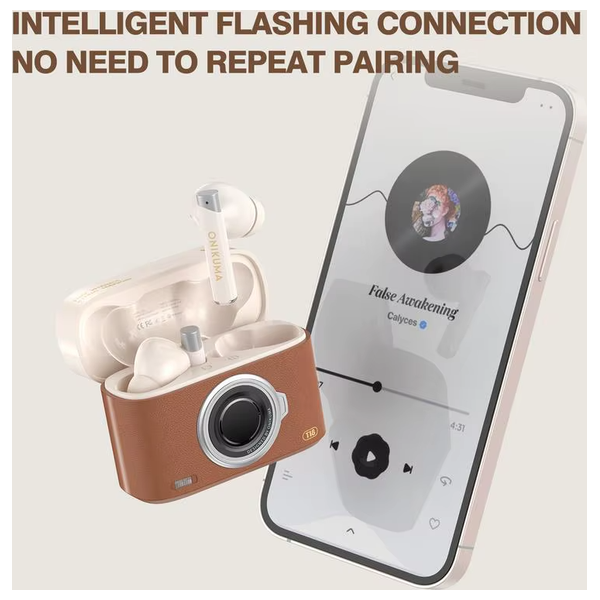  سماعات أذن لاسلكية للألعاب أونيكوما T18 - صوت نقي وغامر، صوت متوازن مع عزل جيد للضوضاء - بني 