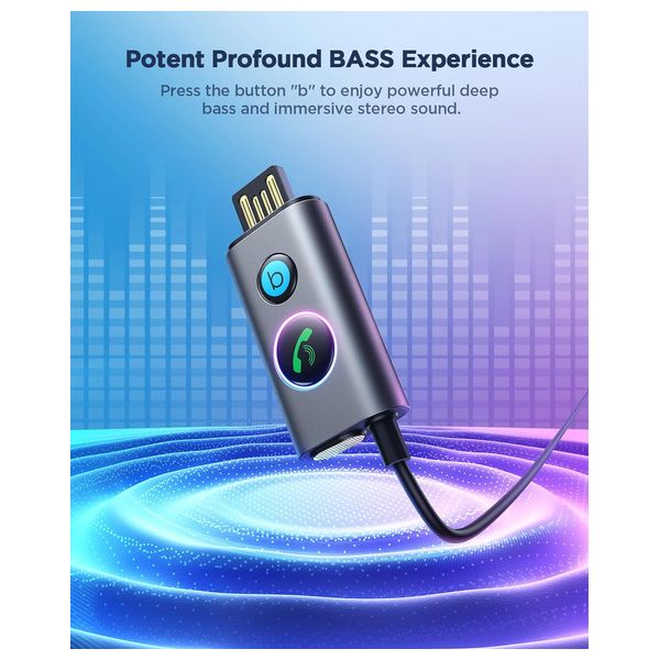 جهازجيروم  استقبال صوتي لاسلكي JR-CB7 - بلوتوث 5.3 - اسود