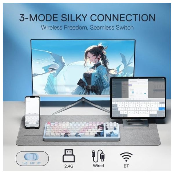  لوحة مفاتيح سلكية ريدراجون - Antonium K728 Pro SE - بطول 1.5 متر - اضاءة RGB - ابيض 
