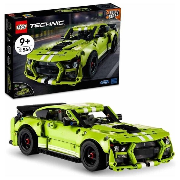 سيارة فورد موستانج شيلبي تكنيك ليغو 42138 - محركان للسحب للخلف - تجربة الواقع المعزز - غطاء خلفي جاهز للعرض