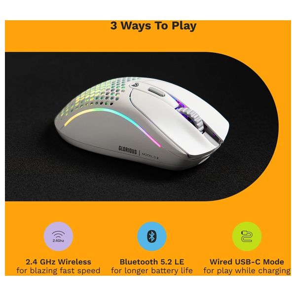 Glorious D2 Gaming Mouse - Wireless - White