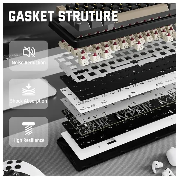  Attack Shark X66 Wireless Mechanical Keyboard - 66 Keys - RGB Backlighting - Black 