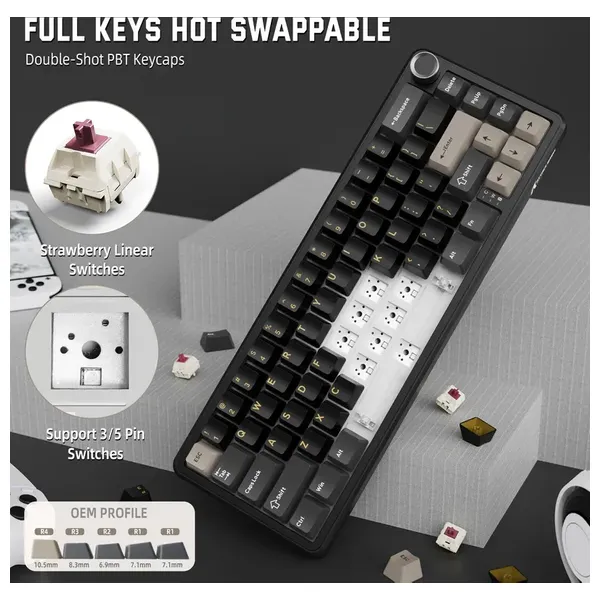  Attack Shark X66 Wireless Mechanical Keyboard - 66 Keys - RGB Backlighting - Black 