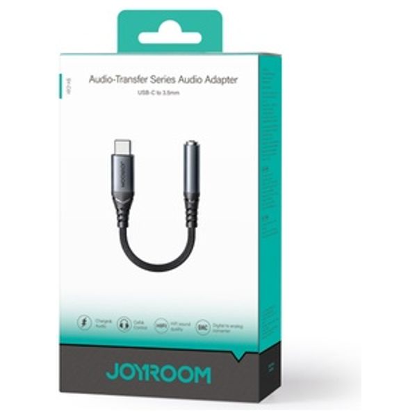  Joyroom 3.5mm Audio Adapter - Converts Type-C port to 3.5mm headphone jack - Clear, distortion-free sound - Black 