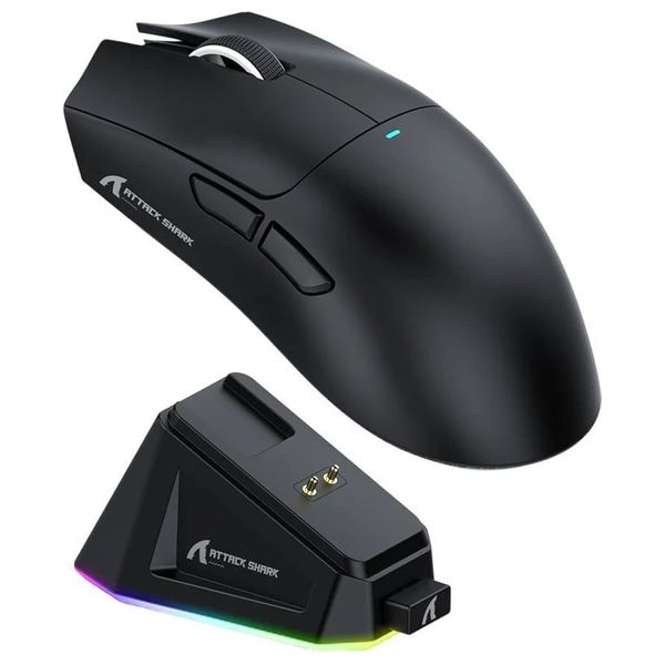 Attack Shark X11 Gaming Mouse - Magnetic Design - 6 Adjustment Levels - Wired - 20 Million Click Lifespan HUANO Switch - Black