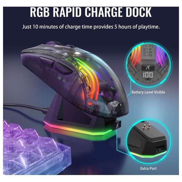 X2 Pro Gaming Mouse - Wireless - RGB Lighting - Silent Buttons - Smart Auto Sleep