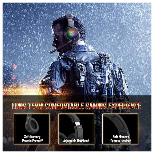 ONIKUMA K19 - Wired Headphone Over Ear - 2.2m - RGB - Black