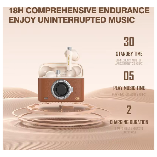  سماعات أذن لاسلكية للألعاب أونيكوما T18 - صوت نقي وغامر، صوت متوازن مع عزل جيد للضوضاء - بني 