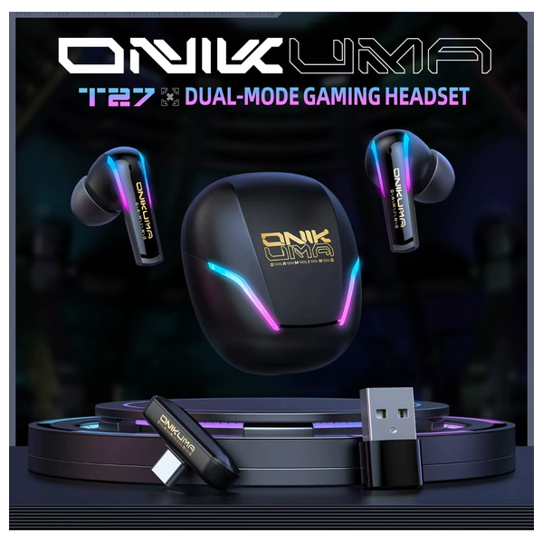  سماعة بلوتوث داخل الاذن ONIKUMA T27 - بلوتوث 5.3 - وضع ثنائي - مقاومة الماء IPX4 - شاشة LED رقمية 