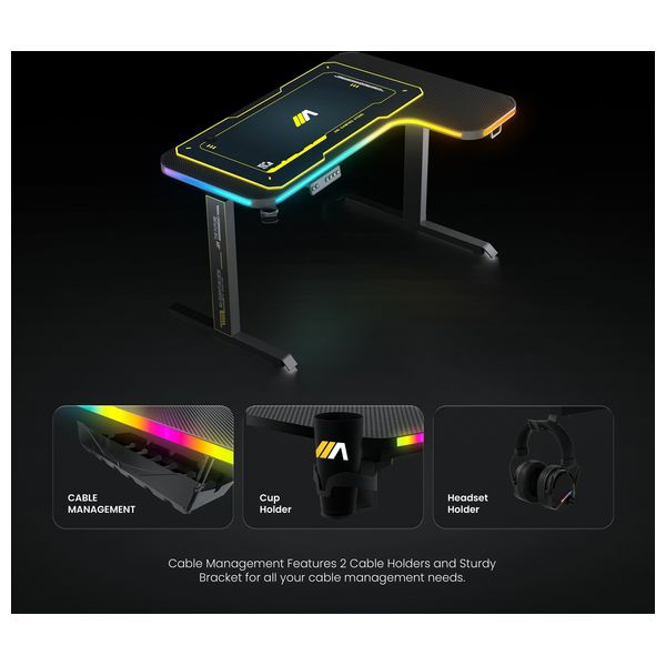  Ari Gaming ari-table-QL03 Quantum Gaming Table - 140 cm - Adjustable L-Shaped Left - Black 