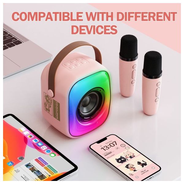 سماعة لاسلكية محمولة ONIKUMA L7 - إضاءة ار جي بي ديناميكية - ميكروفون مدمج  - بلوتوث 5.3 - وردي