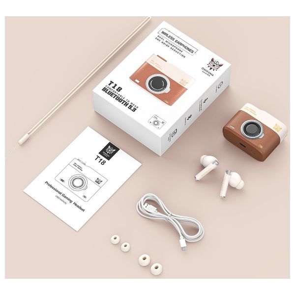  سماعات أذن لاسلكية للألعاب أونيكوما T18 - صوت نقي وغامر، صوت متوازن مع عزل جيد للضوضاء - بني 