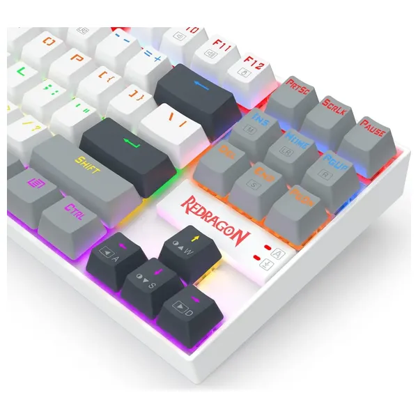 كيبورد سلكي ريدراجون - Kumara K552WGL - بطول 1.8 متر - اضاءة RGB - ابيض