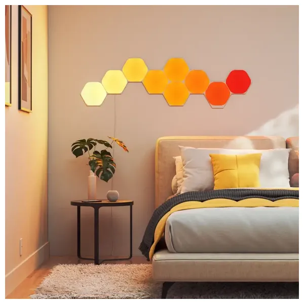 إضاءة حائط نانوليف Shapes Hexagons - ذكيّة قابلة للتخصيص - إضاءة ار جي بي تفاعلية باللمس