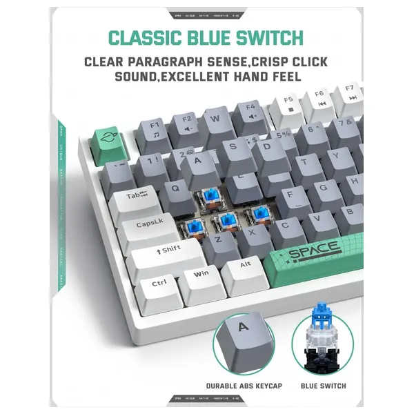 Onikuma G52 Mechanical Gaming Keyboard - RGB Lighting - 82 Keys - White