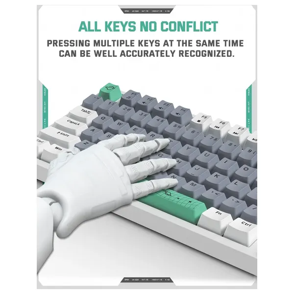 Onikuma G52 Mechanical Gaming Keyboard - RGB Lighting - 82 Keys - White