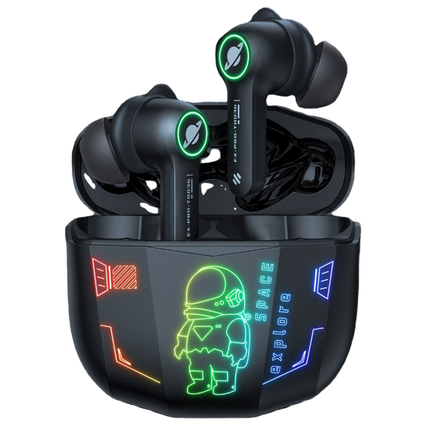  سماعات أذن لاسلكية للألعاب اونيكوما T36 RGB - بلوتوث 5.0، اقتران سريع واتصال لاسلكي مستقر - علبة شحن RGB - أسود 