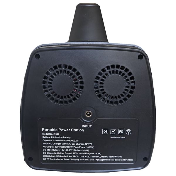 محطة طاقة محمولة بروستار - 500 واط - بطارية ليثيوم - اسود