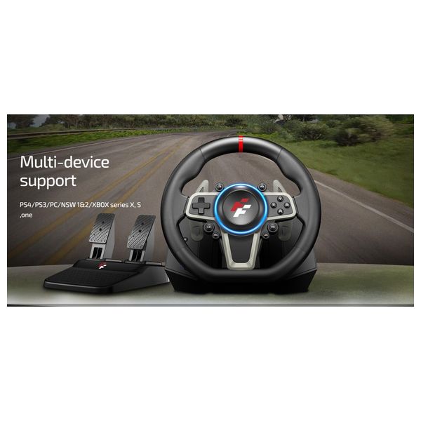  Flash Fire F119 Buddh Mini - Racing Wheel Set Gaming Racing Wheel Steering Wheel With Pedal for PC, PS3, PS4, Xbox One, Xbox Series X/S, Nintendo Switch - Black 
