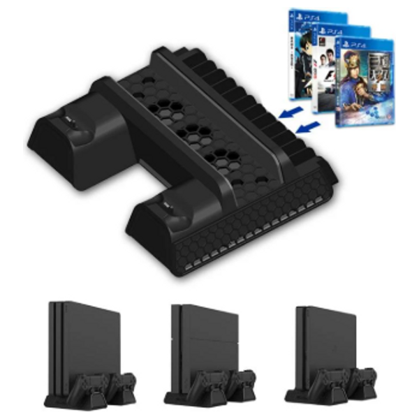 Dobe - PS4 - Charging & Cooling Stand - Multi-functional, Dual Controller - Black